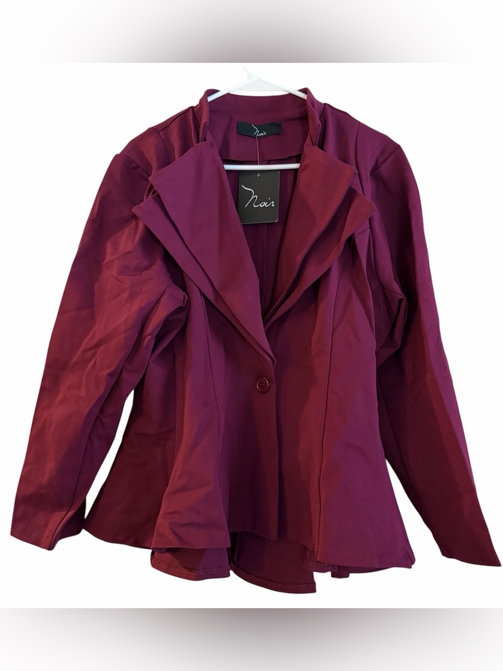 Noir Lord & Taylor Burgundy Double Lapel Peplum Ponte Blazer Jacket Plus 3X NWT